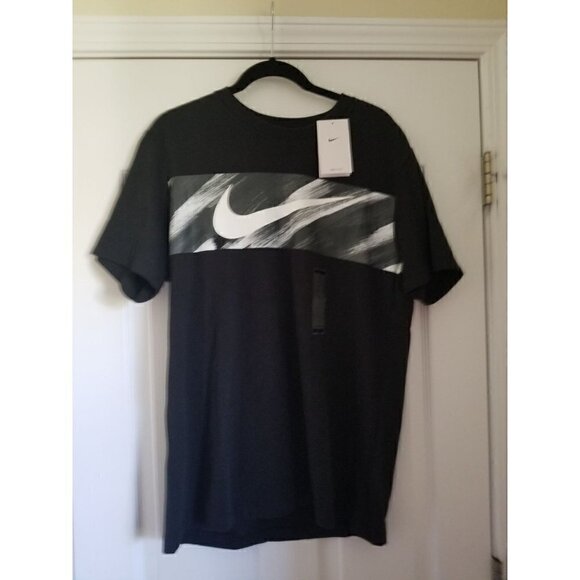 Nike dri-Fit T shirt logo graphic sz: large color: black/White/Silver - Picture 12 of 12